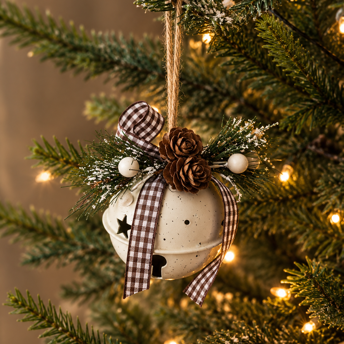Rustic Christmas bell ornament