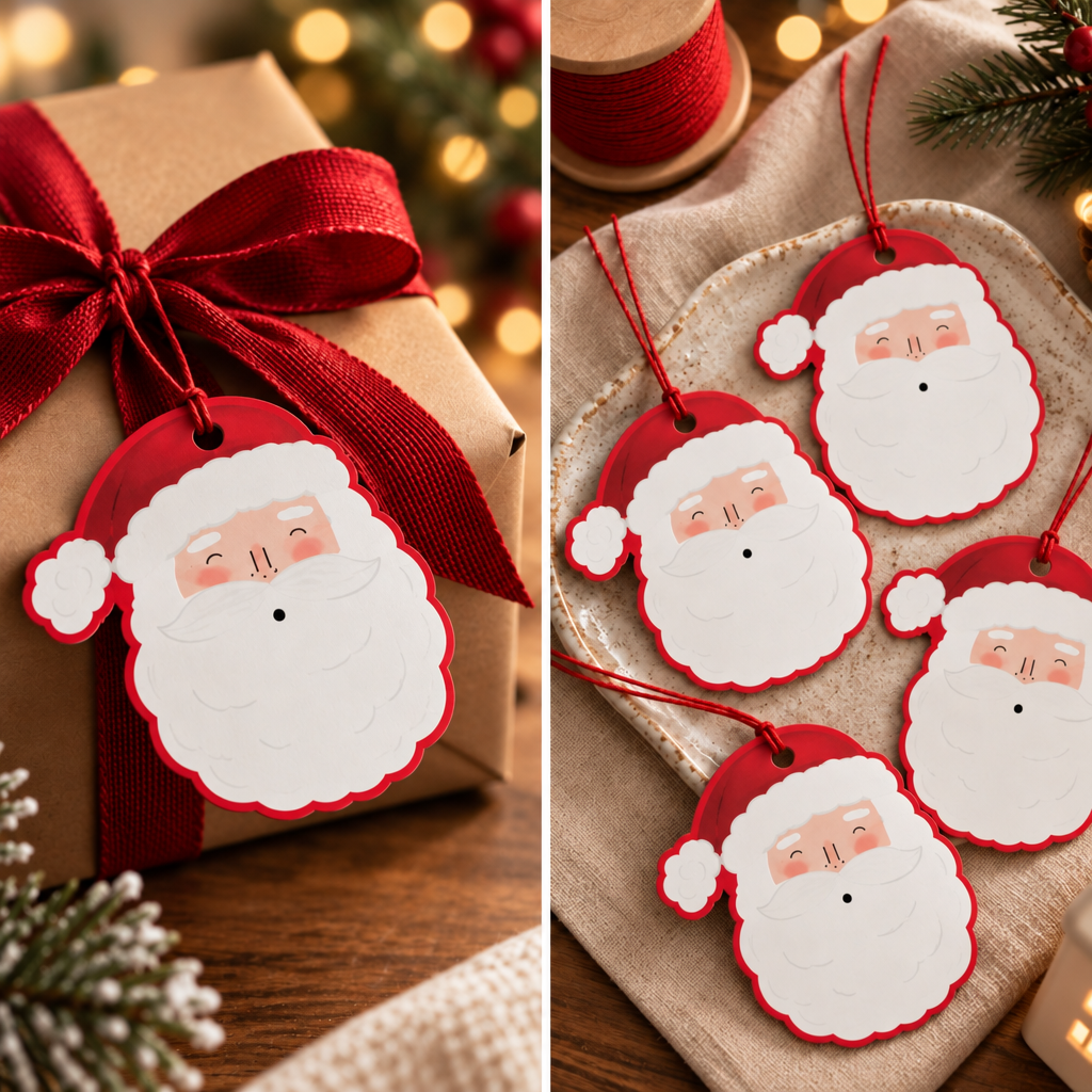 Santa face gift tags (Set of 4)